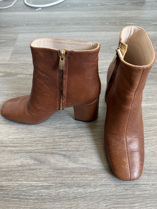 Anine Bing Shoes - Anine Bing Cognac Leather Block Heel Ankle Boots